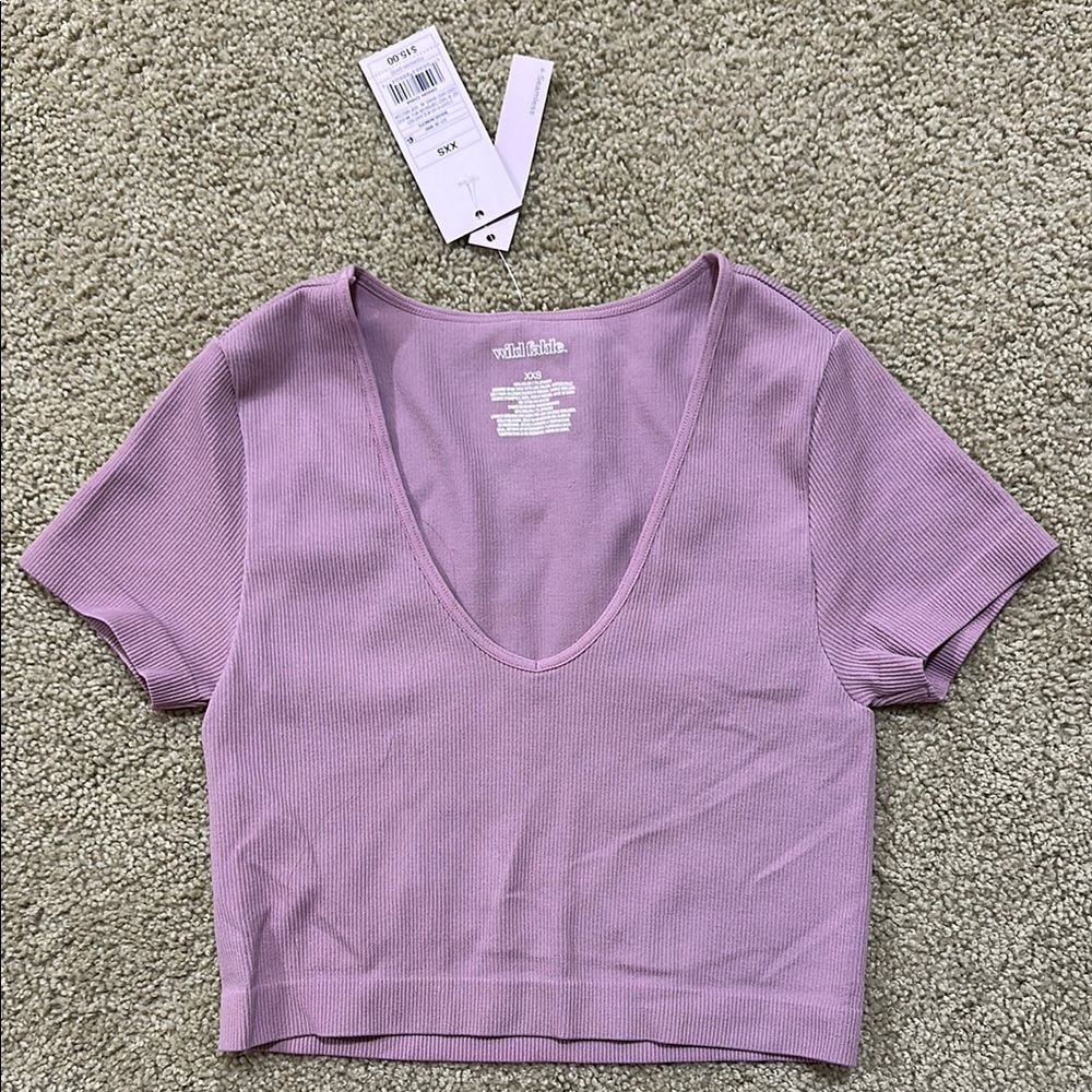 Wild Fable Purple Fitted Crop Top